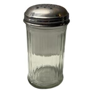 Vintage Clear Glass Round Restaurant Ware Diner Spice Shaker Metal Screw Top